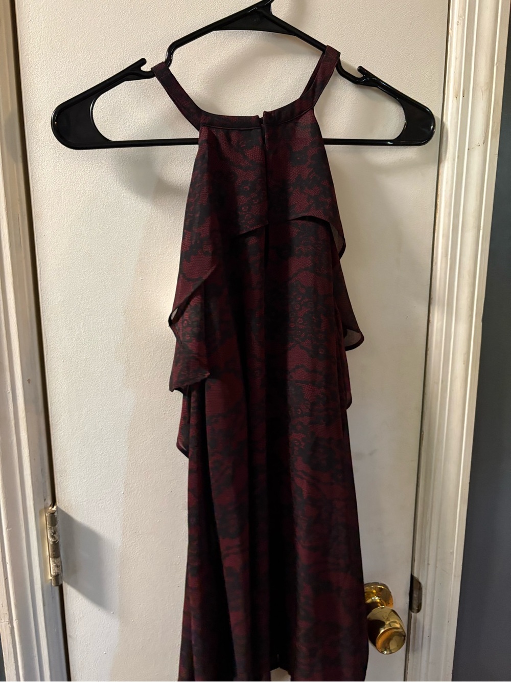 Michael Kors One-Shoulder Burgundy Ruffle blouse with cold shoulders size M